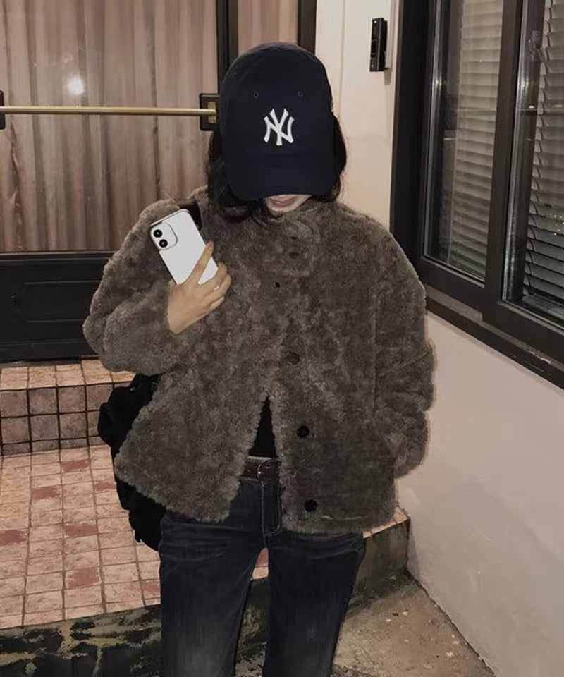 限定OFF【予約販売】ボアフリース スタンドカラージャケット #モカ