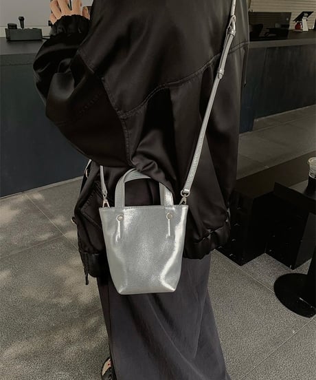 【予約販売】PUレザーミミニトートバッグ ショルダーストラップ付