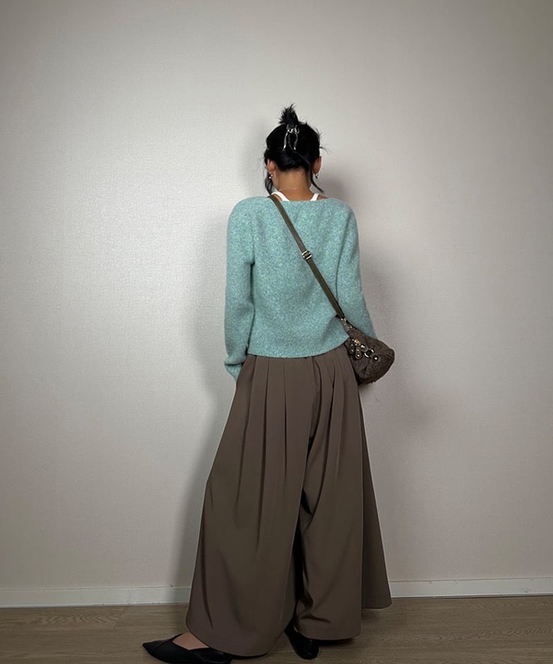 24秋【予約販売】タックワイドパンツ#カーキ | KISHIKA