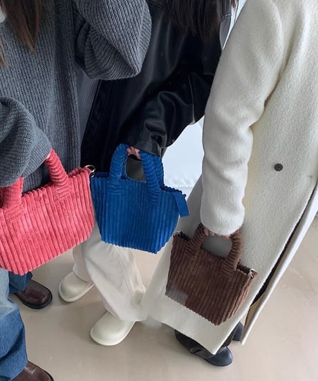 【予約販売】コーデュロイミニトートバッグ ショルダーストラップ付 ②
