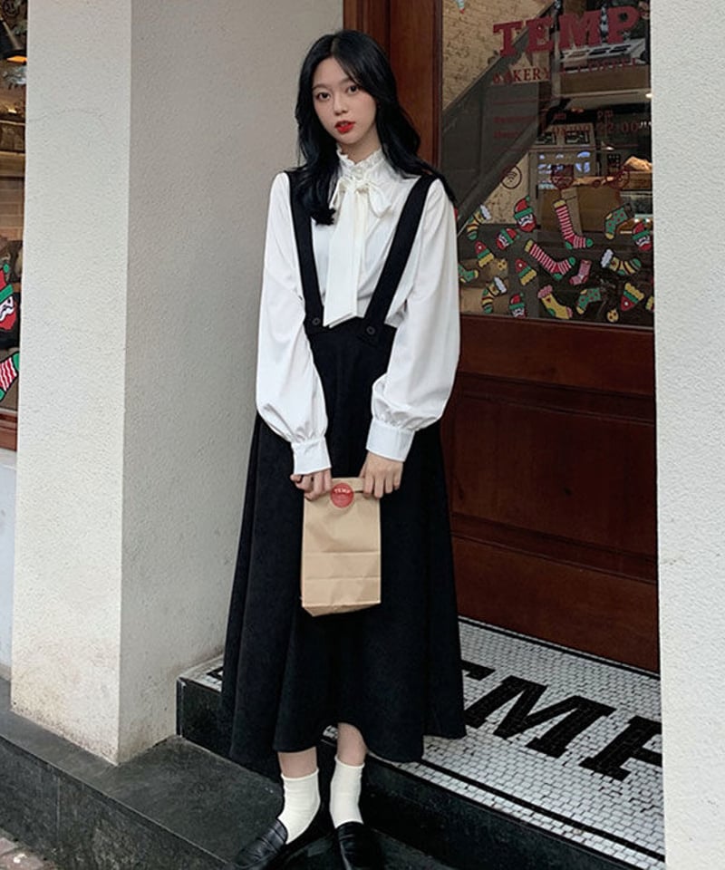 即納】2WAY サスペンダー付 Aラインスカート ジャンパースカート21815