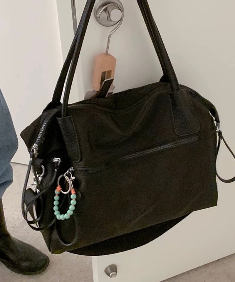 予約販売】大容量ジップデザインショルダーバッグ クロスベルト付