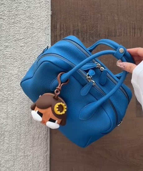 【予約販売】PUレザーWジップミニボストンバッグ #ブルー
