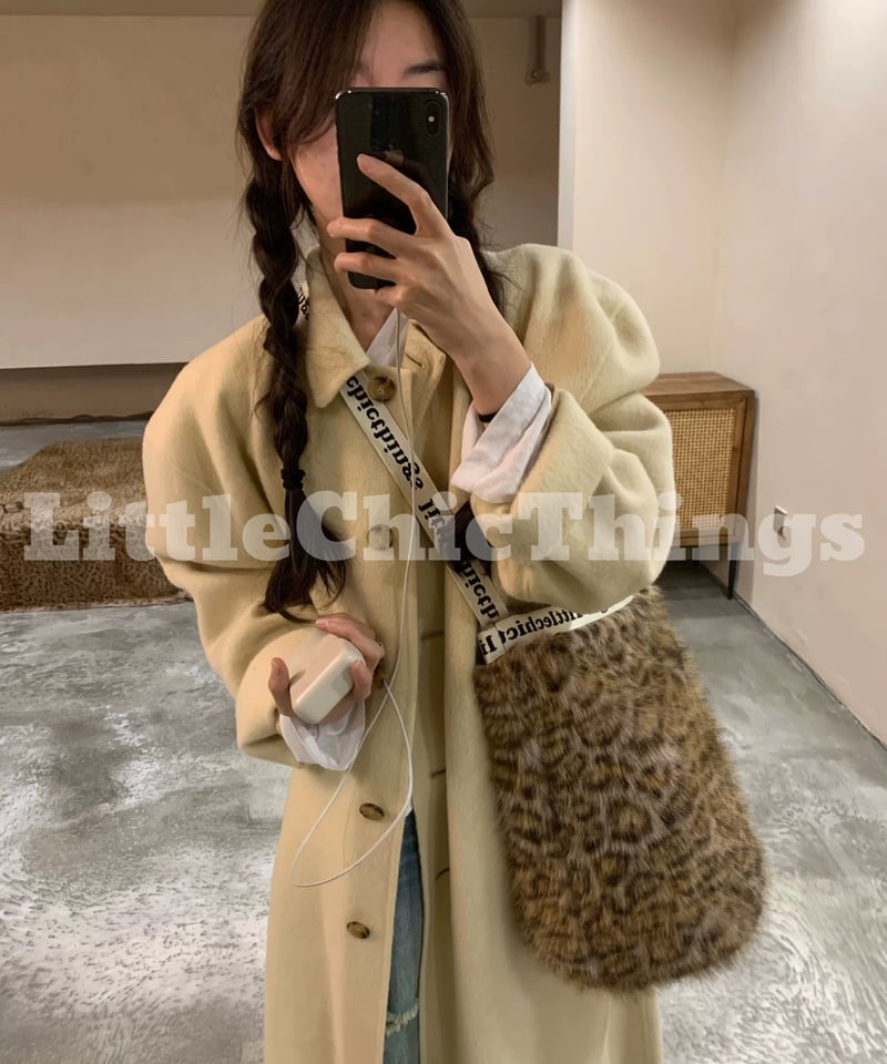 予約販売】LittleChicThings レオパード柄ファーバッグ 2タイプ 予約販売】LittleChicThings レオパード柄ファーバッグ 2タイプ