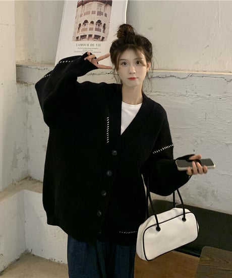 BLCK FRIDAY SALE【即納】ステッチニットカーディガン