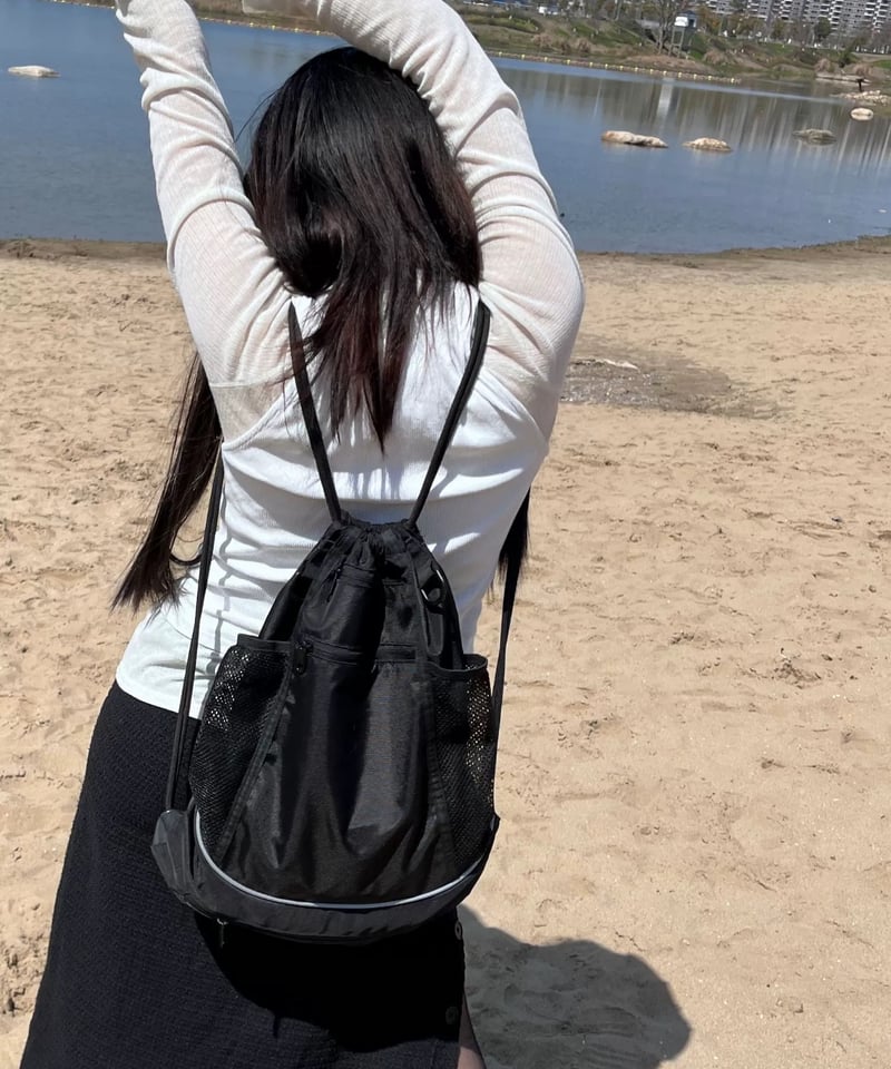 ブラック 多ポケット ナイロンリュック 予約販売】ナイロンマルチポケットナップサック BAG | KISHIKA