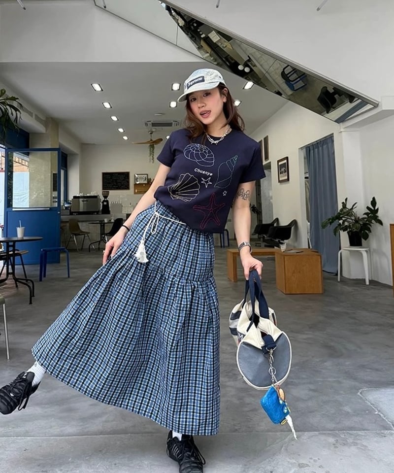 予約販売】レトロ チェック柄フレアスカート | KISHIKA