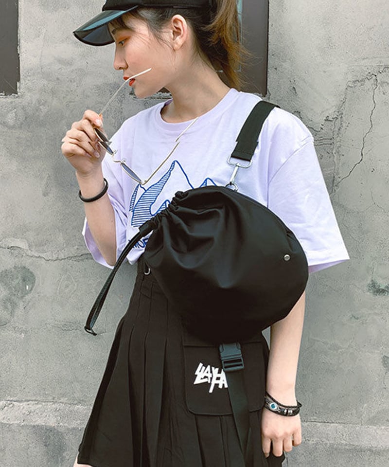 ブラック ナイロン 巾着型バッグ COMME des GARCONS x PORTER コムデギャルソン ポーター 別注