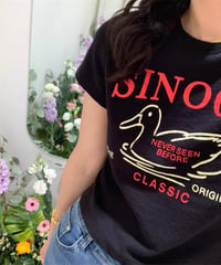 【予約販売】SINOON デザインプリントショートTシャツ#ブラック