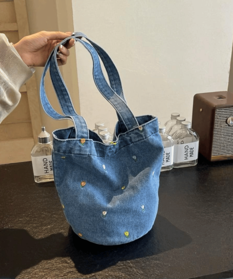 予約販売】フラワー刺繍デニムトートバッグ | KISHIKA 予約販売】フラワー刺繍デニムトートバッグ | KISHIKA