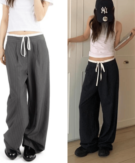 【予約販売】Wウェストストライプスラックスパンツ