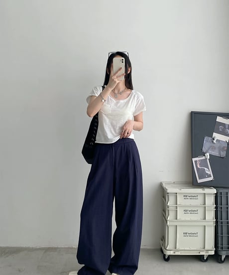 今だけ限定OFF SALE【予約販売】タックワイドパンツ ウェストゴム