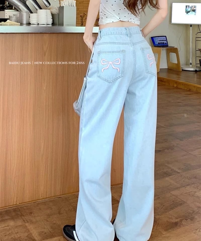masu ライトブルー 刺繍デニムパンツ ストレート masu ライトブルー 刺繍デニムパンツ ストレート