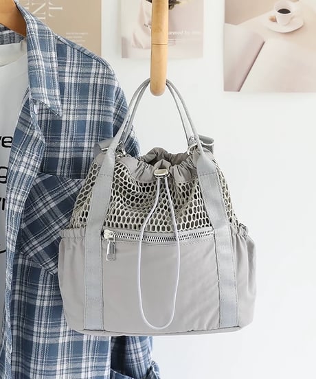 【予約販売】メッシュ&ナイロン ストリングミニバッグ ショルダーベルト付