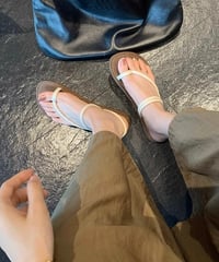 【予約販売】フレンチストラップフラットトゥサンダル#ホワイト