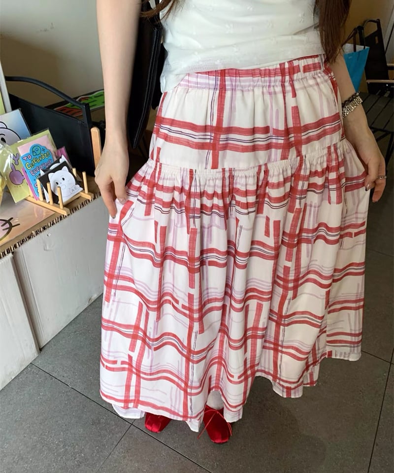 予約販売】レトロチェック柄フレアスカート | KISHIKA