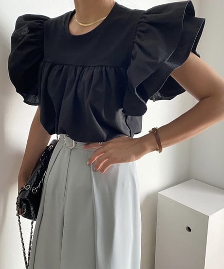 【予約販売】フリルスリーブTOPS#ホワイト