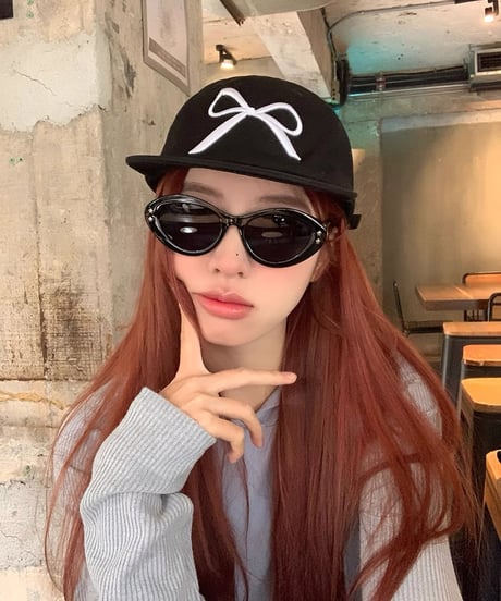 【予約販売】リボン刺繍キャップ CAP #ブラック