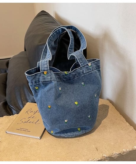 【予約販売】フラワー刺繍デニムトートバッグ
