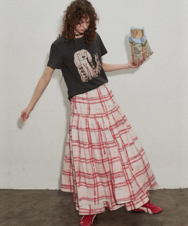 予約販売】レトロチェック柄フレアスカート | KISHIKA