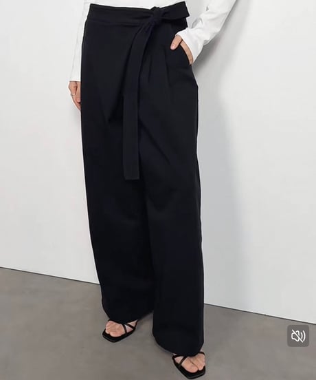 【予約販売】リボンベルト テーパードワイドパンツ