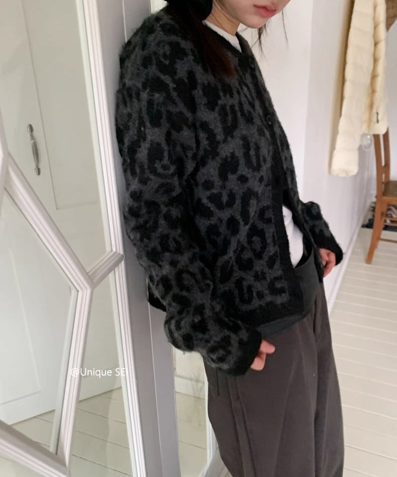 レオパード柄 ニットカーディガン レオパード柄オーバーサイズニットカーディガン（カーディガン/ボレロ