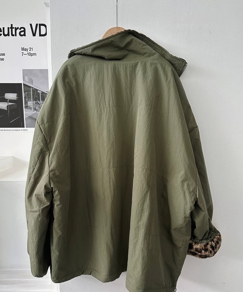 予約販売】リバーシブル レオパード柄ミリタリージャケット #カーキ