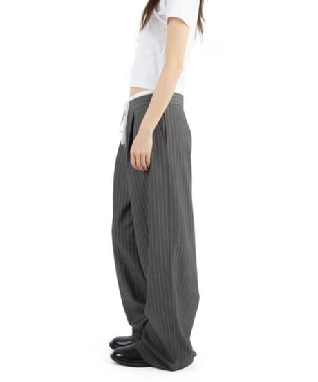 【予約販売】Wウェストストライプスラックスパンツ