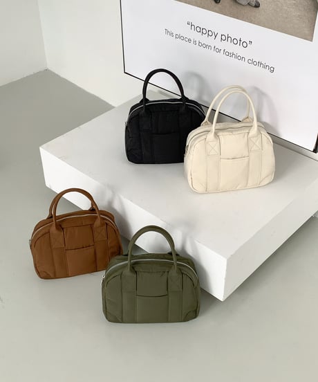 【予約販売】ナイロンラウンドミニボストンバッグ #ブラック