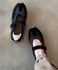 【予約販売】レトロ ストラップスニーカー#ブラック