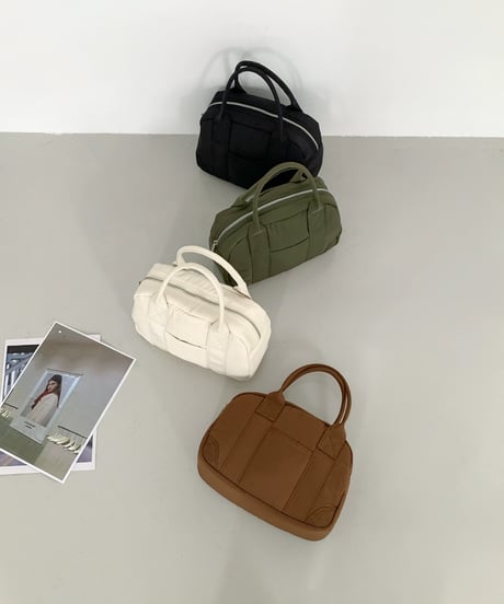 【予約販売】ナイロンラウンドミニボストンバッグ #ブラック