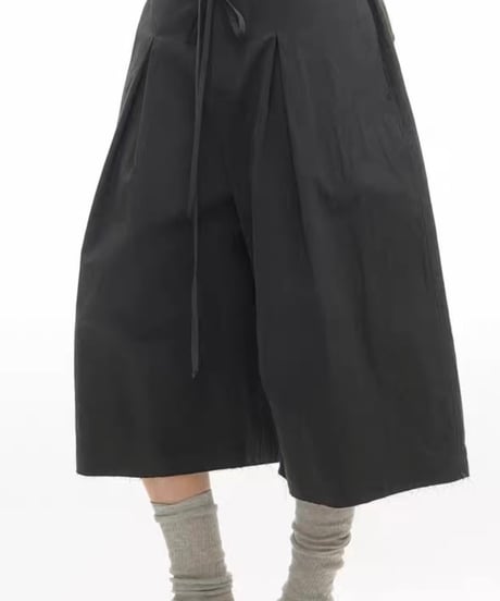 【予約販売】タック8分丈フリンジハーフパンツ #グレー ユニセックス