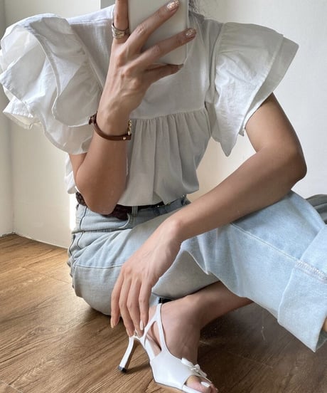 【予約販売】フリルスリーブTOPS#ホワイト