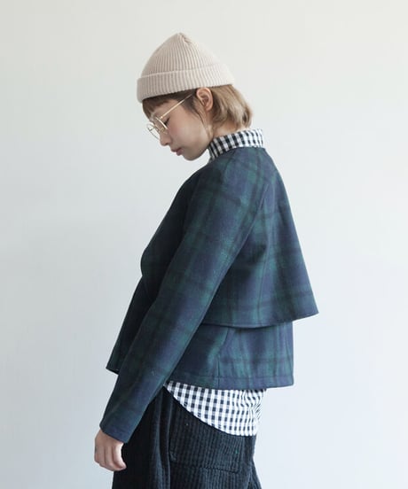 BLCK FRIDAY SALE【即納】チェック柄ノーカラージャケット