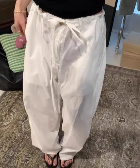 【予約販売】ドローストリング コットンワイドパンツ