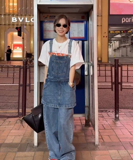 【予約販売】フェイクツーピース サロペット オーバーオール