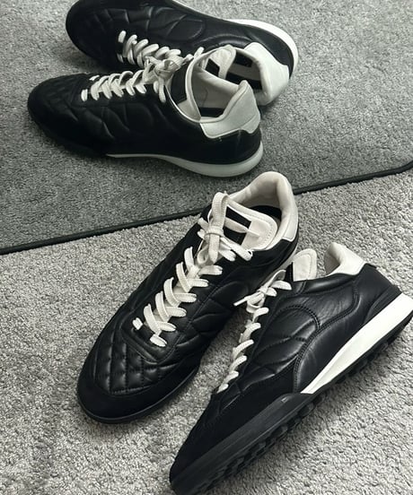 【予約販売】レトロレザーダイヤモンド柄スニーカー#ブラック