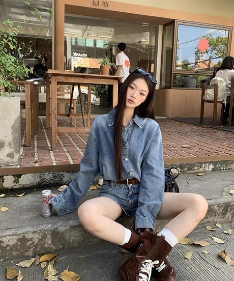 【予約販売】 デニムシャツ / ショートデニムパンツ セットアップ