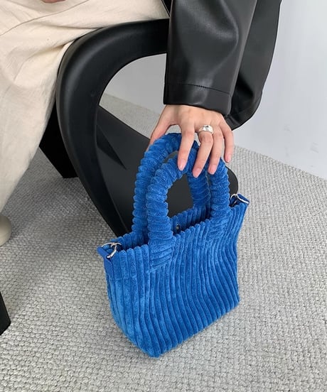 【予約販売】コーデュロイミニトートバッグ ショルダーストラップ付 ②