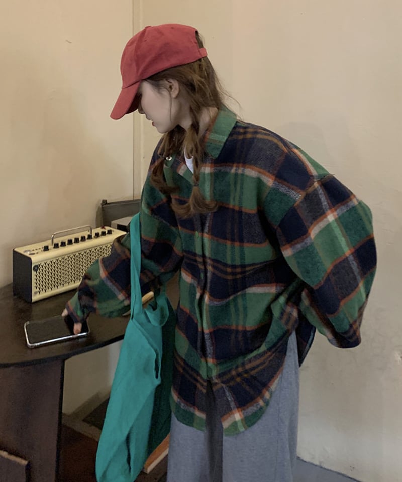 予約販売】チェック起毛シャツジャケット#グリーン | KISHIKA