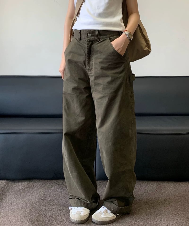 カーキ ワークパンツ 予約販売】ペインターワークパンツ ユニセックス #カーキ | KISHIKA