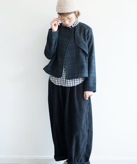 BLCK FRIDAY SALE【即納】チェック柄ノーカラージャケット