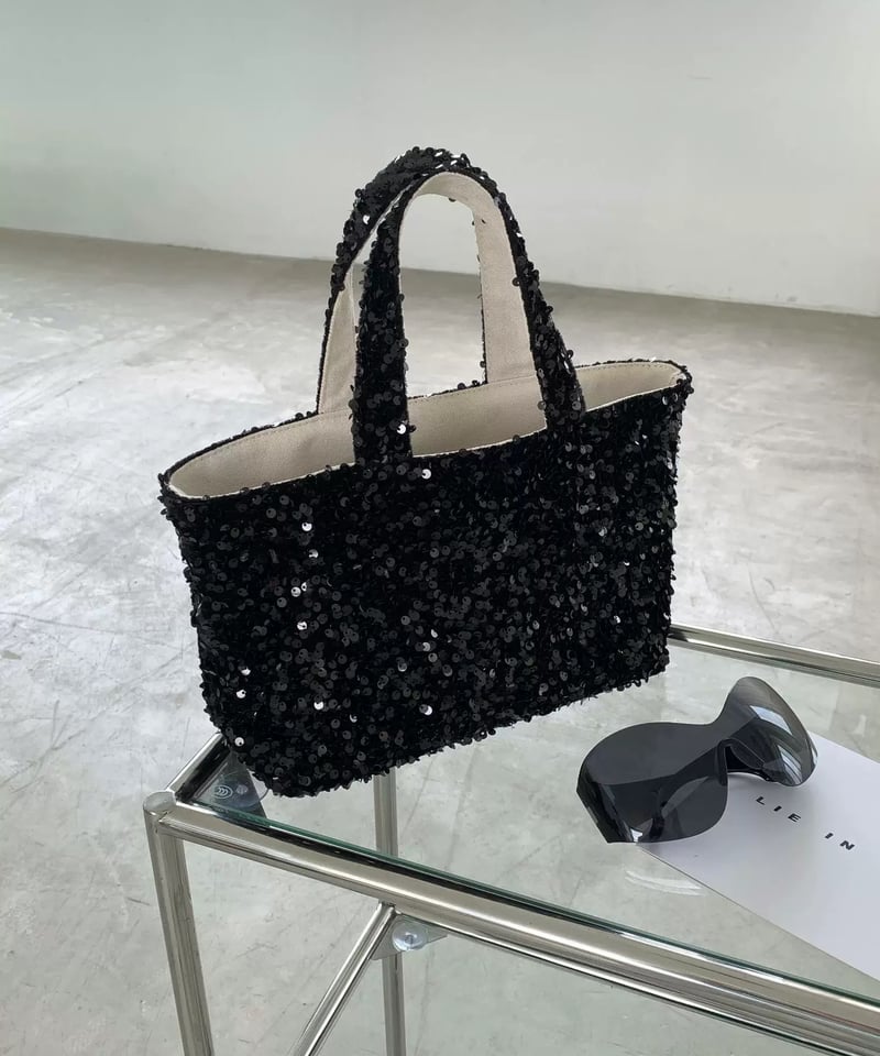 新品 ADMJ ハンドバッグ トートバッグ スパンコール キャンバス ブラック 予約販売】スパンコールトートバッグ | KISHIKA