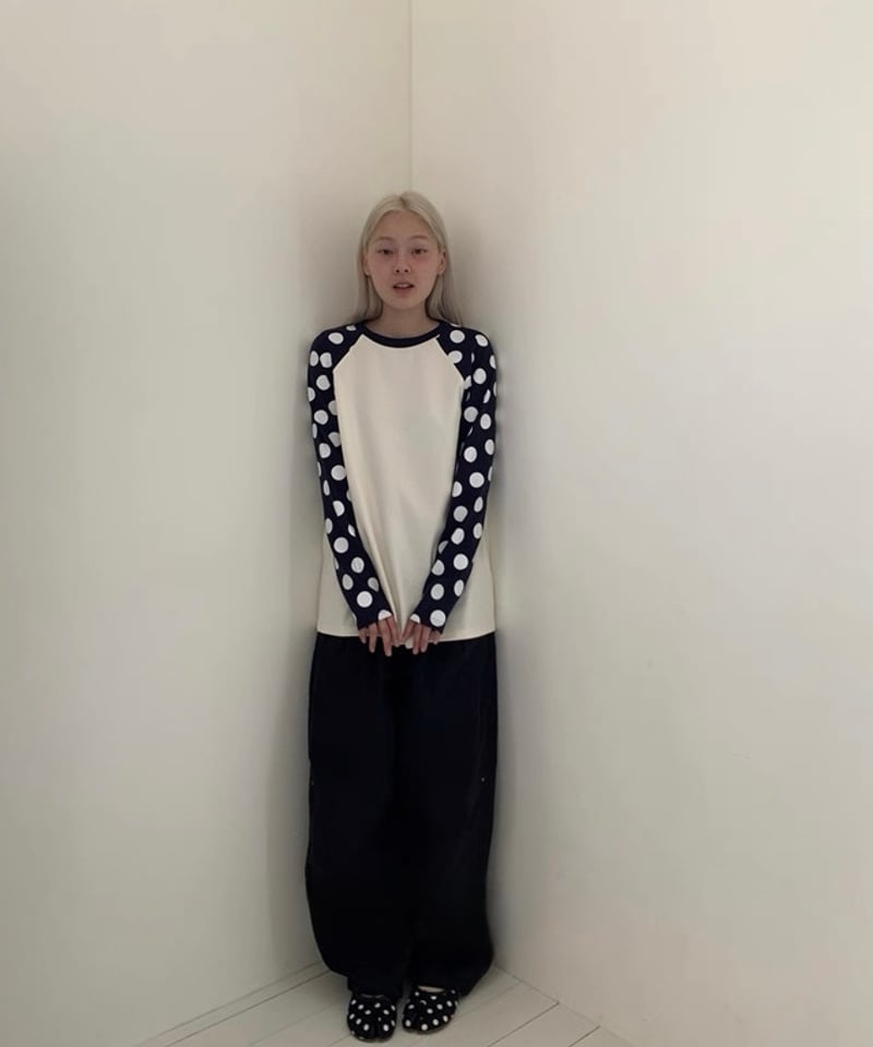 予約販売】ドット柄ラグランロングスリーブTシャツ | KISHIKA