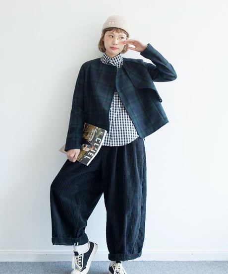 BLCK FRIDAY SALE【即納】チェック柄ノーカラージャケット