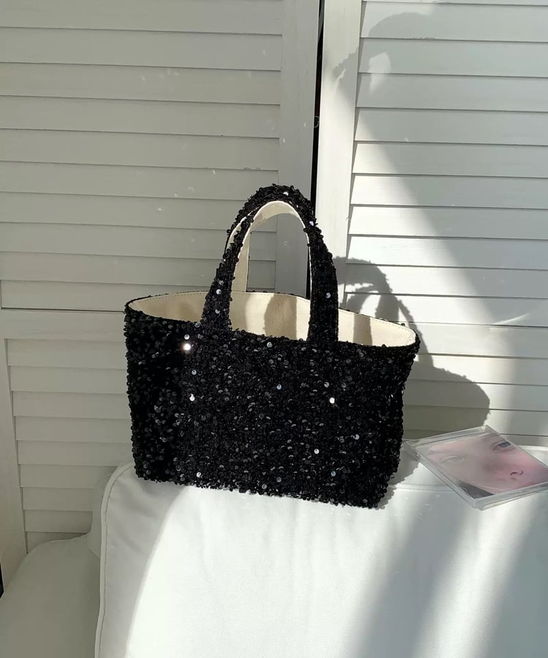 新品 ADMJ ハンドバッグ トートバッグ スパンコール キャンバス ブラック 予約販売】スパンコールトートバッグ | KISHIKA