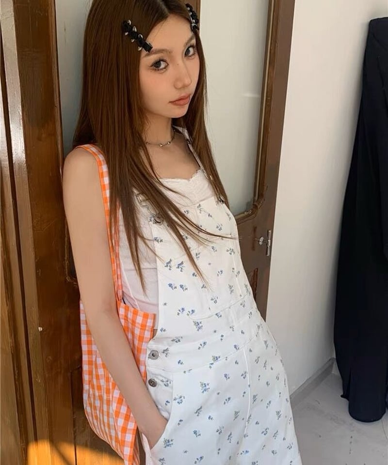 予約販売】花柄サロペットパンツ#ホワイト | KISHIKA