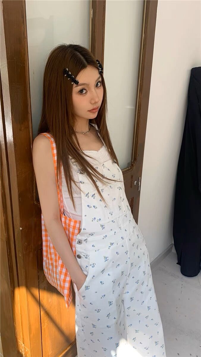 31 着物リメイクサロペットパンツオールインワン正絹黒地雲取り花文