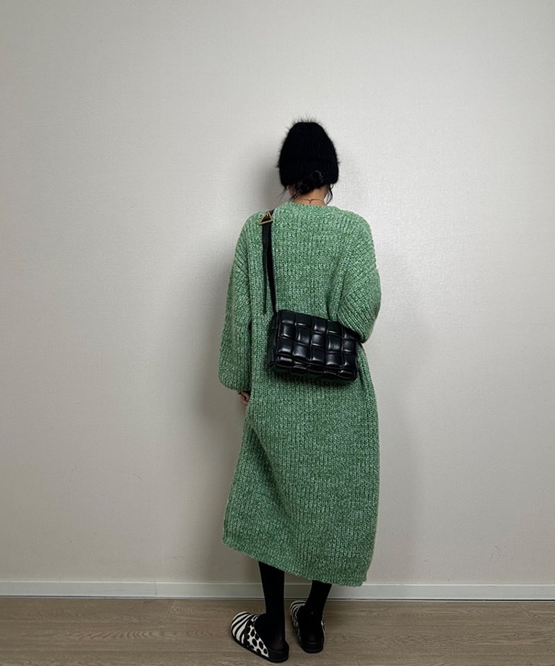 予約販売】ボリュームミックスニットワンピース#ブラウン | KISHIKA 予約販売】ボリュームミックスニットワンピース#ブラウン | KISHIKA