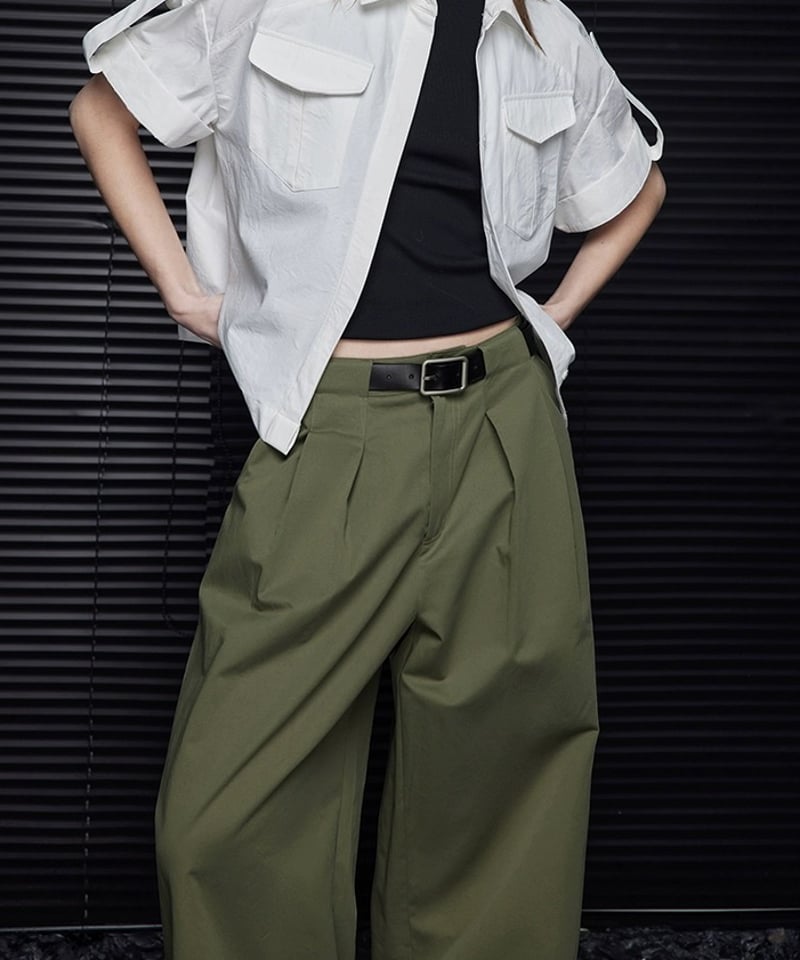 24ss【予約販売】ワークワイドタックパンツ#カーキ | KISHIKA 